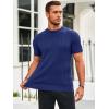 imageRuncati Mens Knit Short Sleeve T Shirts Casual Crewneck Slim Fit Shirt Cable Knitted Stretch Pullover TeesNavy Blue