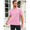imageRuncati Mens Knit Short Sleeve T Shirts Casual Crewneck Slim Fit Shirt Cable Knitted Stretch Pullover TeesPink