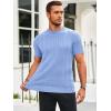 imageRuncati Mens Knit Short Sleeve T Shirts Casual Crewneck Slim Fit Shirt Cable Knitted Stretch Pullover TeesSky Blue
