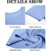 imageRuncati Mens Knit Short Sleeve T Shirts Casual Crewneck Slim Fit Shirt Cable Knitted Stretch Pullover TeesSky Blue