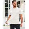 imageRuncati Mens Knit Short Sleeve T Shirts Casual Crewneck Slim Fit Shirt Cable Knitted Stretch Pullover TeesWhite