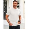 imageRuncati Mens Knit Short Sleeve T Shirts Casual Crewneck Slim Fit Shirt Cable Knitted Stretch Pullover TeesWhite