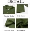 imageRuncati Mens Linen Henley Shirts Casual Lightweight 34 Sleeve TShirt Summer Beach Yoga Hippie TopsArmy Green