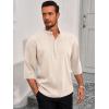 imageRuncati Mens Linen Henley Shirts Casual Lightweight 34 Sleeve TShirt Summer Beach Yoga Hippie TopsBeige