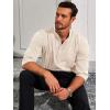 imageRuncati Mens Linen Henley Shirts Casual Lightweight 34 Sleeve TShirt Summer Beach Yoga Hippie TopsBeige
