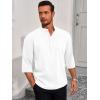 imageRuncati Mens Linen Henley Shirts Casual Lightweight 34 Sleeve TShirt Summer Beach Yoga Hippie TopsWhite