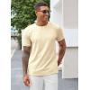 imageRuncati Mens Short Sleeve T Shirts Casual Crewneck Ribbed Knit Tee Tops Slim Fit Basic Stretch Summer ShirtBeige