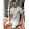 imageRuncati Mens Short Sleeve T Shirts Casual Crewneck Ribbed Knit Tee Tops Slim Fit Basic Stretch Summer ShirtGrey