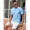 imageRuncati Mens Short Sleeve T Shirts Casual Crewneck Ribbed Knit Tee Tops Slim Fit Basic Stretch Summer ShirtSky Blue