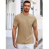 imageRuncati Mens Short Sleeve T Shirts Crew Neck Casual Summer Basic Shirt Lightweight Tee Tops with PocketKhaki