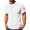 imageRuncati Mens Henley Shirts Short Sleeve Casual Ribbed Knitted Summer TShirt Slim Fit Workout Muscle TopsWhite