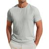 imageRuncati Mens Short Sleeve T Shirts Casual Crewneck Ribbed Knit Tee Tops Slim Fit Basic Stretch Summer ShirtGrey
