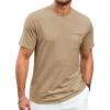 imageRuncati Mens Short Sleeve T Shirts Crew Neck Casual Summer Basic Shirt Lightweight Tee Tops with PocketKhaki