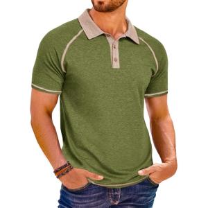 imageRuncati Mens Casual Polo Shirts Short Sleeve Lightweight Stretchy Golf Shirt Summer Beach Raglan TopsArmy Green