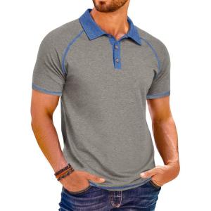 imageRuncati Mens Casual Polo Shirts Short Sleeve Lightweight Stretchy Golf Shirt Summer Beach Raglan TopsLight Grey