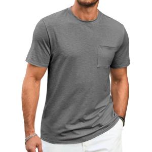 imageRuncati Mens Short Sleeve T Shirts Crew Neck Casual Summer Basic Shirt Lightweight Tee Tops with PocketDark Gray