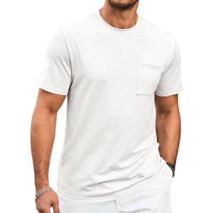 imageRuncati Mens Short Sleeve T Shirts Crew Neck Casual Summer Basic Shirt Lightweight Tee Tops with PocketWhite