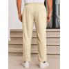 imageRuncati Mens Casual Pants Drawstring Elastic Waist Lightweight Cropped Linen Pants Summer Yoga Beach TrousersBeige