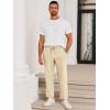 imageRuncati Mens Casual Pants Drawstring Elastic Waist Lightweight Cropped Linen Pants Summer Yoga Beach TrousersBeige