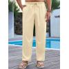 imageRuncati Mens Casual Pants Drawstring Elastic Waist Lightweight Cropped Linen Pants Summer Yoga Beach TrousersBeige