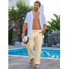 imageRuncati Mens Casual Pants Drawstring Elastic Waist Lightweight Cropped Linen Pants Summer Yoga Beach TrousersBeige