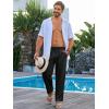 imageRuncati Mens Casual Pants Drawstring Elastic Waist Lightweight Cropped Linen Pants Summer Yoga Beach TrousersBlack