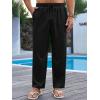 imageRuncati Mens Casual Pants Drawstring Elastic Waist Lightweight Cropped Linen Pants Summer Yoga Beach TrousersBlack