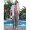 imageRuncati Mens Casual Pants Drawstring Elastic Waist Lightweight Cropped Linen Pants Summer Yoga Beach TrousersDark Grey