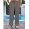 imageRuncati Mens Casual Pants Drawstring Elastic Waist Lightweight Cropped Linen Pants Summer Yoga Beach TrousersDark Grey