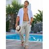 imageRuncati Mens Casual Pants Drawstring Elastic Waist Lightweight Cropped Linen Pants Summer Yoga Beach TrousersGrey