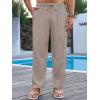 imageRuncati Mens Casual Pants Drawstring Elastic Waist Lightweight Cropped Linen Pants Summer Yoga Beach TrousersKhaki