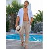 imageRuncati Mens Casual Pants Drawstring Elastic Waist Lightweight Cropped Linen Pants Summer Yoga Beach TrousersKhaki