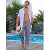 imageRuncati Mens Casual Pants Drawstring Elastic Waist Lightweight Cropped Linen Pants Summer Yoga Beach TrousersNavy