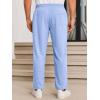 imageRuncati Mens Casual Pants Drawstring Elastic Waist Lightweight Cropped Linen Pants Summer Yoga Beach TrousersSky Blue
