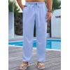 imageRuncati Mens Casual Pants Drawstring Elastic Waist Lightweight Cropped Linen Pants Summer Yoga Beach TrousersSky Blue