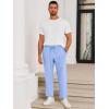 imageRuncati Mens Casual Pants Drawstring Elastic Waist Lightweight Cropped Linen Pants Summer Yoga Beach TrousersSky Blue