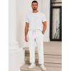 imageRuncati Mens Casual Pants Drawstring Elastic Waist Lightweight Cropped Linen Pants Summer Yoga Beach TrousersWhite