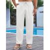 imageRuncati Mens Casual Pants Drawstring Elastic Waist Lightweight Cropped Linen Pants Summer Yoga Beach TrousersWhite