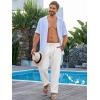 imageRuncati Mens Casual Pants Drawstring Elastic Waist Lightweight Cropped Linen Pants Summer Yoga Beach TrousersWhite