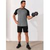 imageRuncati Mens Casual Slim Fit T Shirts Raglan Short Sleeve Crewneck Baseball Tees Color Block Workout Fashion ShirtBlack