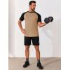 imageRuncati Mens Casual Slim Fit T Shirts Raglan Short Sleeve Crewneck Baseball Tees Color Block Workout Fashion ShirtBrown