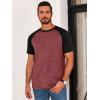 imageRuncati Mens Casual Slim Fit T Shirts Raglan Short Sleeve Crewneck Baseball Tees Color Block Workout Fashion ShirtBurgundy