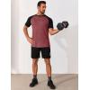 imageRuncati Mens Casual Slim Fit T Shirts Raglan Short Sleeve Crewneck Baseball Tees Color Block Workout Fashion ShirtBurgundy