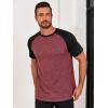 imageRuncati Mens Casual Slim Fit T Shirts Raglan Short Sleeve Crewneck Baseball Tees Color Block Workout Fashion ShirtBurgundy