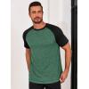 imageRuncati Mens Casual Slim Fit T Shirts Raglan Short Sleeve Crewneck Baseball Tees Color Block Workout Fashion ShirtDark Green