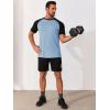 imageRuncati Mens Casual Slim Fit T Shirts Raglan Short Sleeve Crewneck Baseball Tees Color Block Workout Fashion ShirtSky Blue