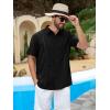 imageRuncati Mens Short Sleeve Guayabera Shirts Cuban Button Down Casual Shirt Summer Vacation Wedding Embroidered Linen TopsBlack