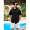 imageRuncati Mens Short Sleeve Guayabera Shirts Cuban Button Down Casual Shirt Summer Vacation Wedding Embroidered Linen TopsBlack