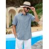imageRuncati Mens Short Sleeve Guayabera Shirts Cuban Button Down Casual Shirt Summer Vacation Wedding Embroidered Linen TopsBlue