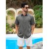 imageRuncati Mens Short Sleeve Guayabera Shirts Cuban Button Down Casual Shirt Summer Vacation Wedding Embroidered Linen TopsDark Gray